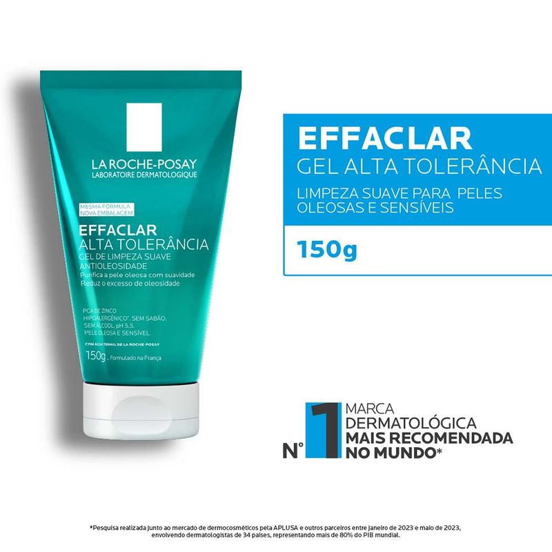 Gel de Limpeza Facial Suave Pele Oleosa e Sensível La Roche-Posay Effaclar Alta Tolerância 150g